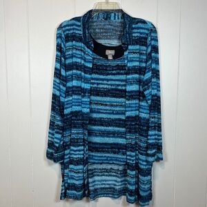 Chico's Travelers 2 pc Set Tank Top & Button Down Shirt Cover Up Duster Tunic